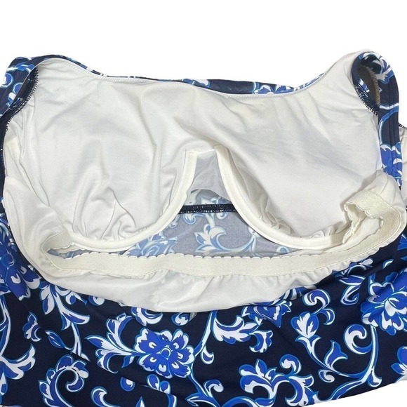 Lands End Blue Floral Tankini Swim Size 18 Padded Underwire - Picture 10 of 10